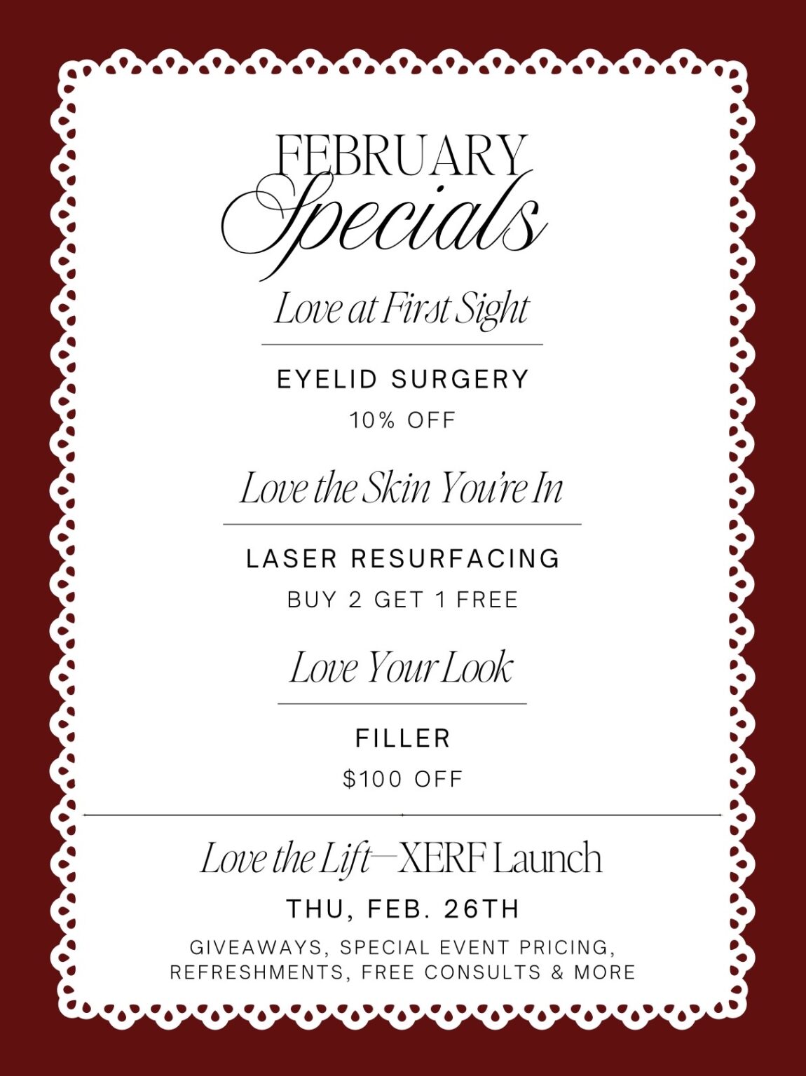 February Monthly Specials 